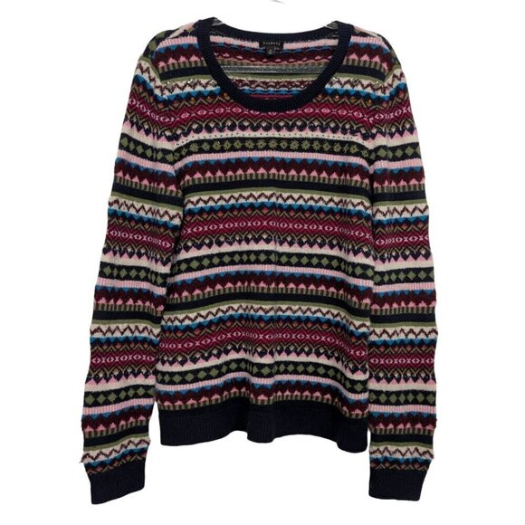 Talbots Sweaters - Talbots Sweater Womens Size Medium Blue Beaded Wool Blend Nordic Stripe Knit